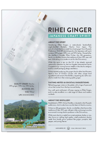 Rihei Ginger Shochu Product Sheet